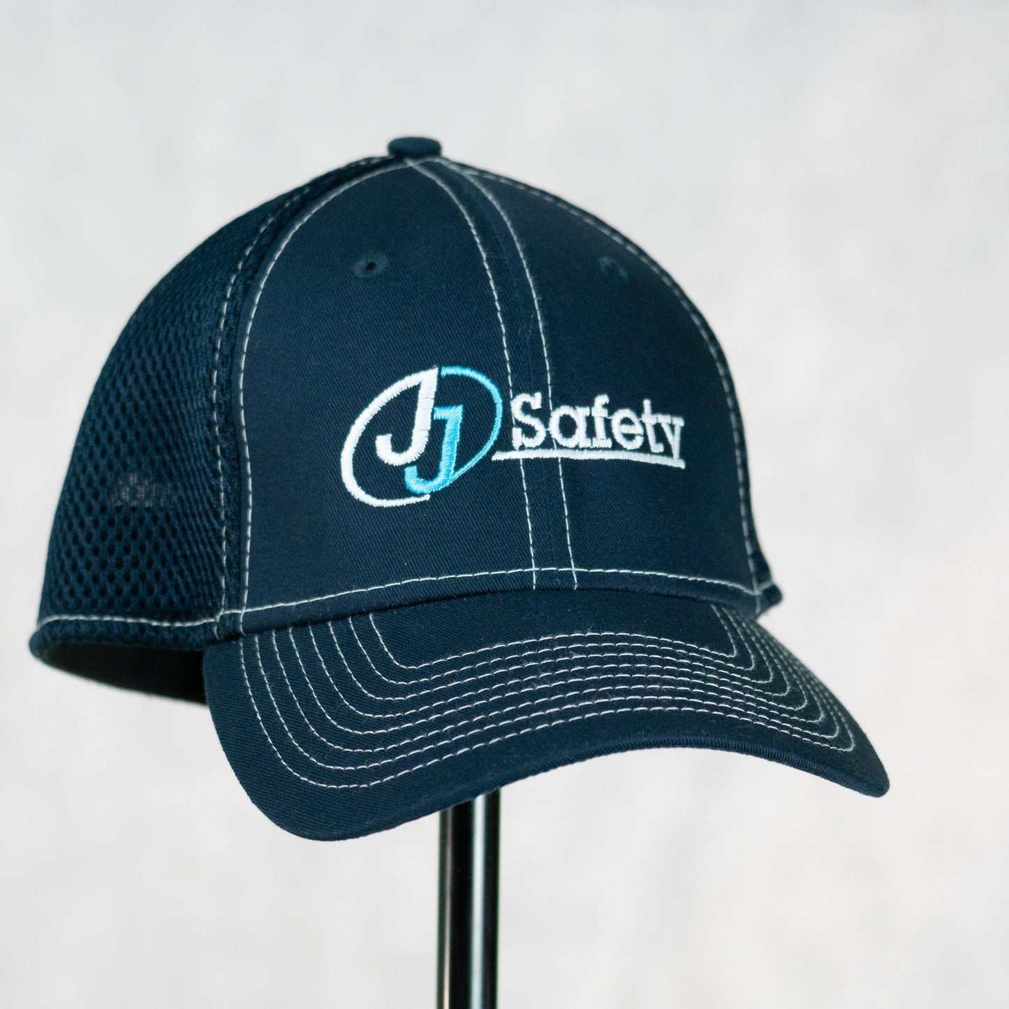 JJ Safety Blue Hat with White Threads