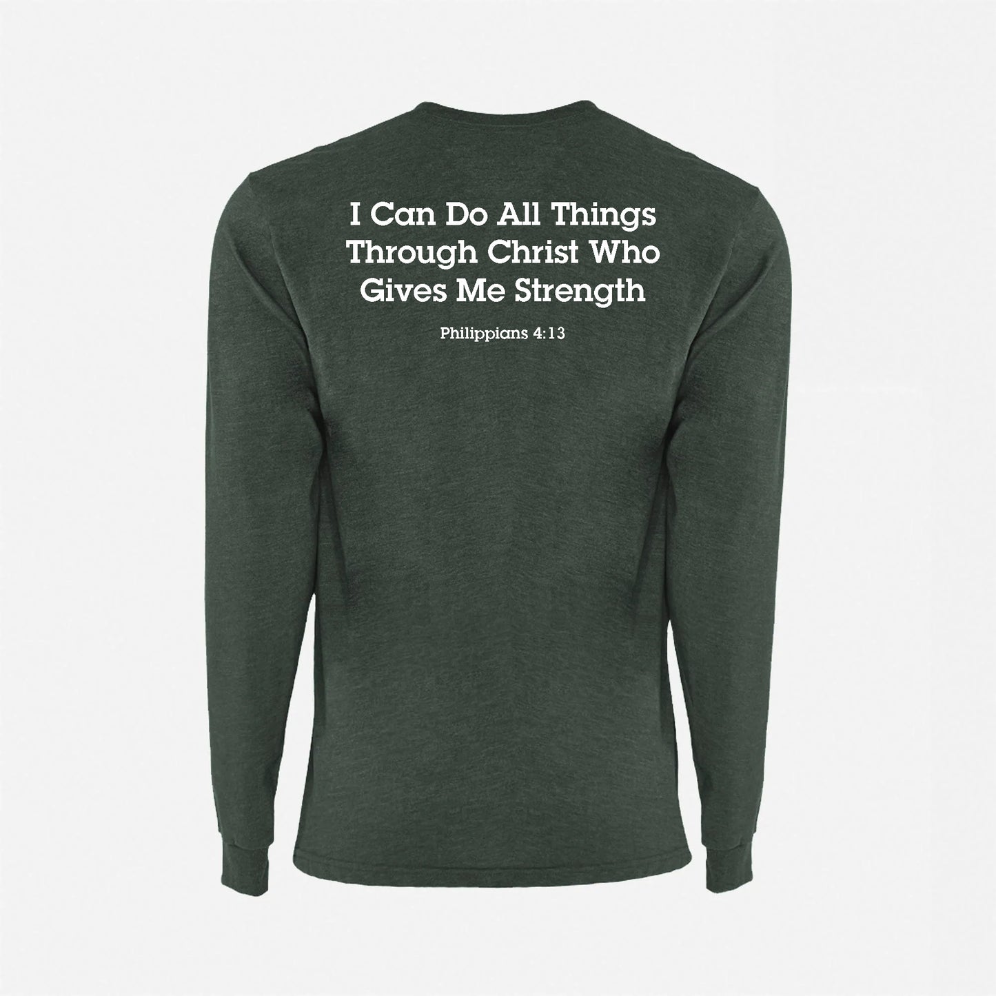 JJ Safety LLC Heather Green "Philippians 4:13" Long Sleeve