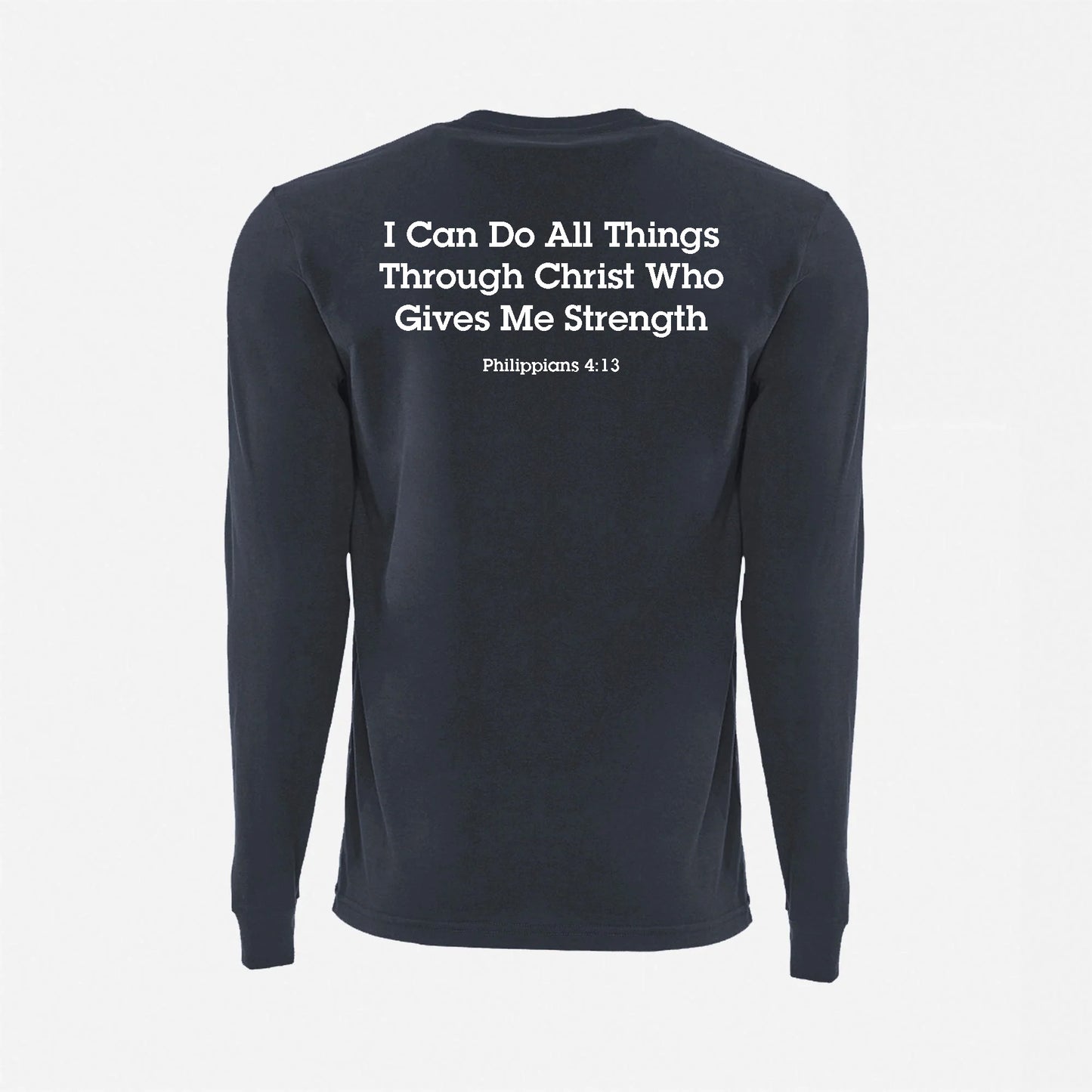 JJ Safety LLC Navy Blue "Philippians 4:13" Long Sleeve